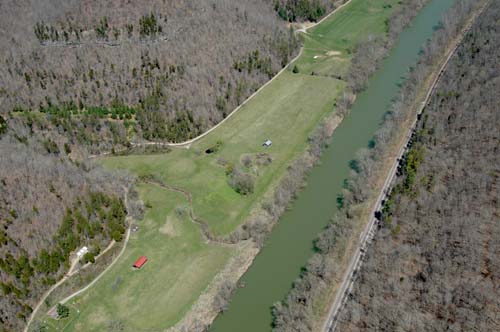 kentucky river farm for sale - looking up river at closest neighbor