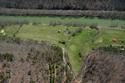 kentucky farms lower river bottom creek flows from hollow on right