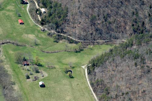 kentucky farms lower river bottom creek flows from hollow on right