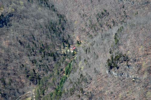 kentucky river lower bottoms looking at creek flowing from mountain on right